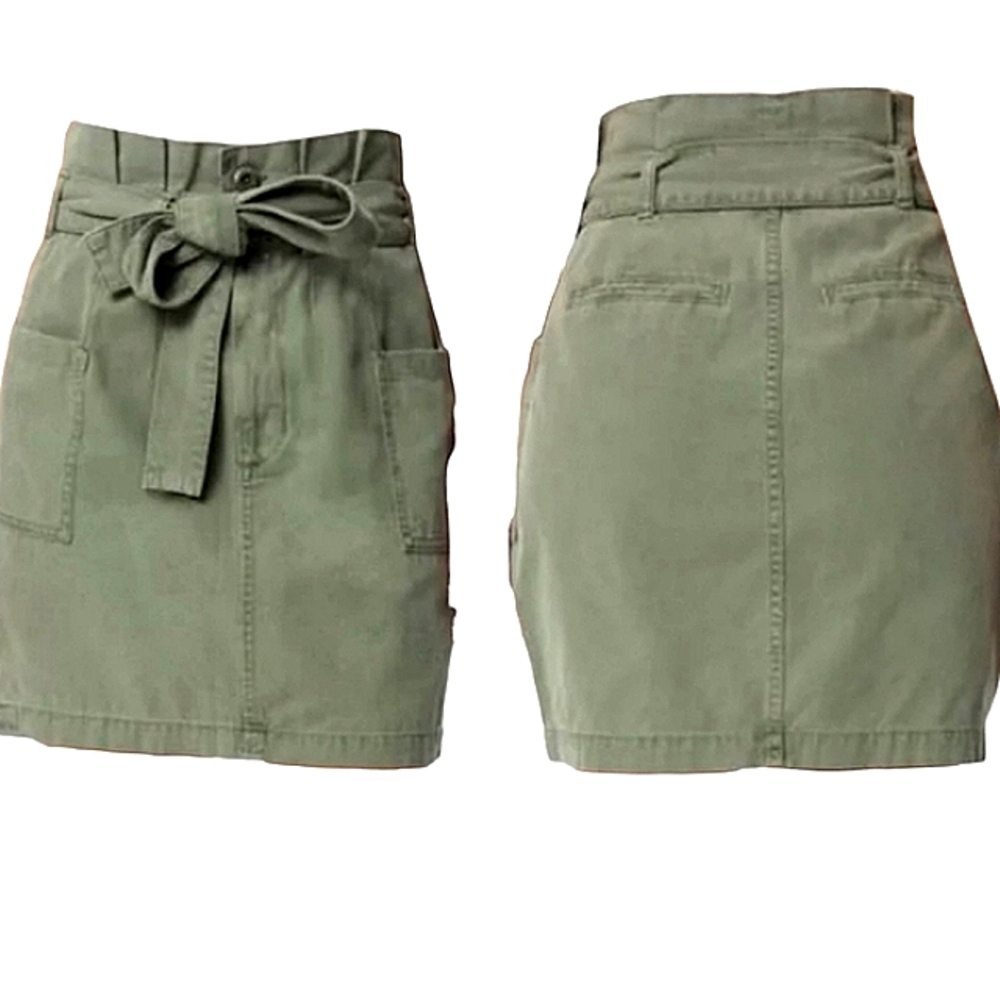 Joe's Jeans Utility Paperbag Waist Cargo Mini Skirt Women's Sz 29 Olive Green